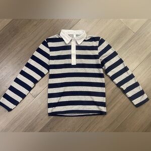 Vintage American Apparel Long Sleeve Rugby Striped Button-Down Polo Shirt Small